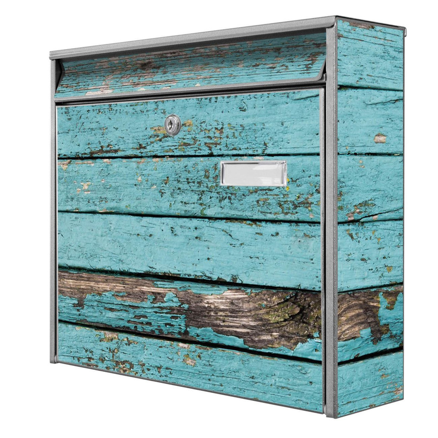banjado Wandbriefkasten Modell Mail Burg Wächter in Blau und Silber aus verzinktem Stahlblech, B/H/T: 36 x 32 x 10 cm - Bild 1