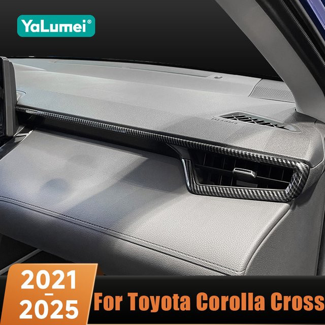 YaLumei Kohlefaser Armaturenbrettverkleidung und Mittelkonsolen-Panel Aufkleberabdeckung für Toyota Corolla Cross XG10 Hybrid, Schwarz - Bild 1
