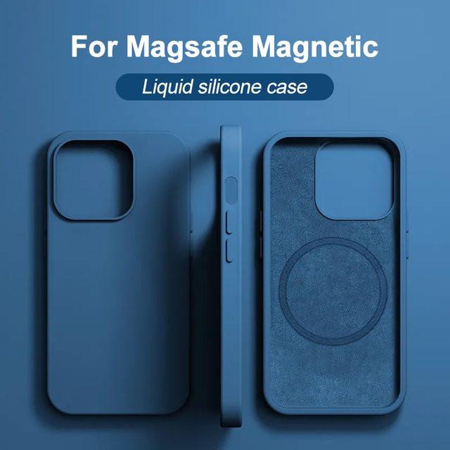 Magnetische Silikon Handyhülle für Apple iPhone 11 bis 17 Pro Max Plus mit MagSafe Kompatibilität in Grün - Bild 1