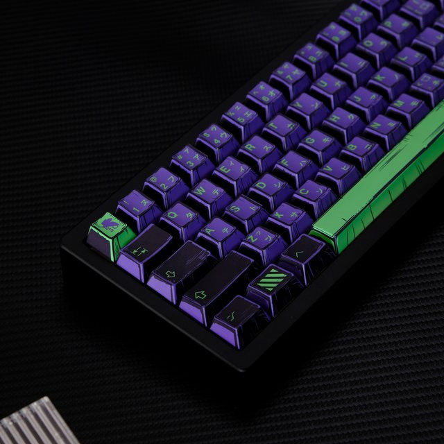 Jaycomia Comic EVA01 Tastenkappen Cherry Profile PBT Dye Sub für mechanische Gaming-Tastaturen in Purple - Bild 1