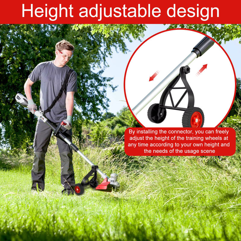 Toorise Rasenmäher-Stützrad und Unkrautschneider mit verstellbaren Rädern für Rasentrimmer, 23/26–28 mm - Bild 3