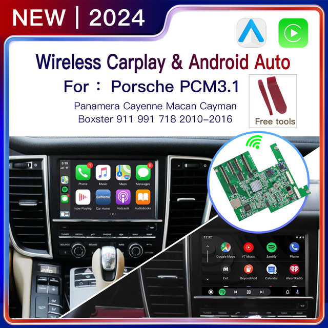 MLINKIT Drahtloses CarPlay und Android Auto Modul für Porsche PCM 3.1 Panamera Cayenne Cayman Macan Boxster 911 991 718 mit AirPlay Spiegelverbindung via Wi-Fi und Bluetooth - Bild 1