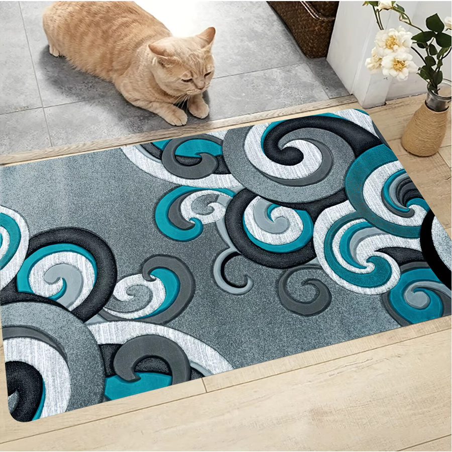 VIKAMA Ozeanwellen Teppich in Multicolour, moderner rechteckiger Bodenmatte für Wohnzimmer, Schlafzimmer oder Outdoor - Bild 2