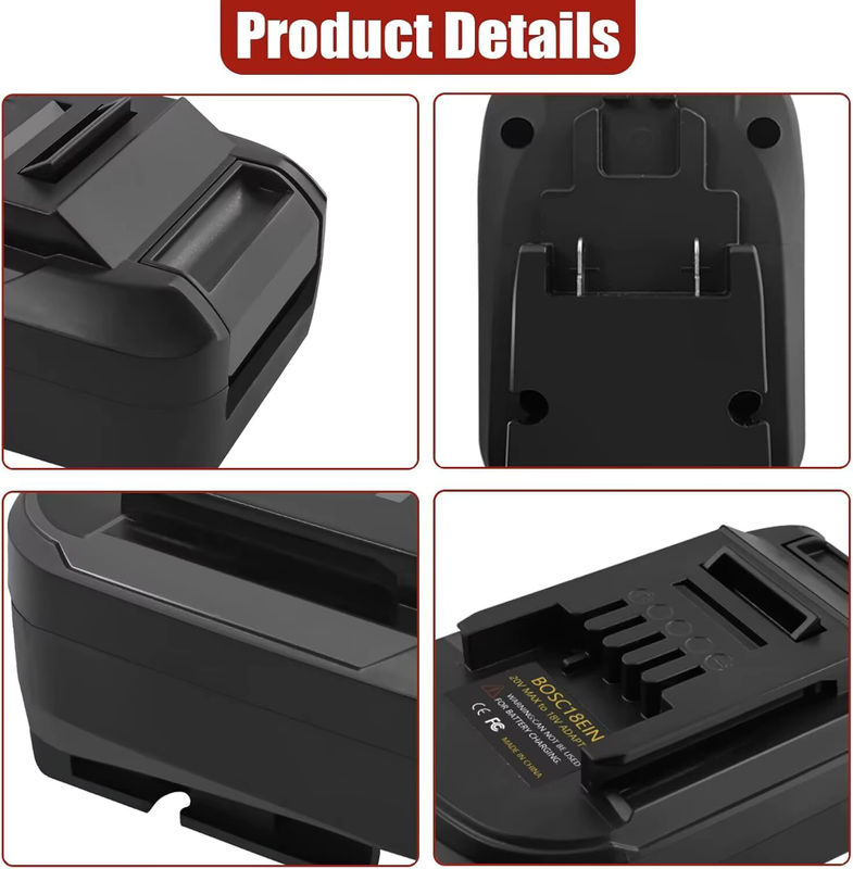XMSJ Batterieadapter für Bosch 18V PBA-Serie Lithium-Akku-Konverter für E-inhell 18V Li-Ionen-Akku Elektrowerkzeug-Bohrmaschine, Schwarz - Bild 5