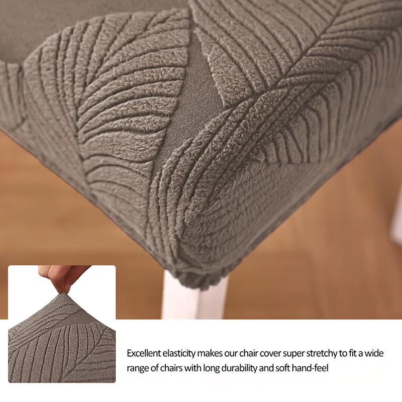 Yupartex Jacquard Stuhlhussen im nordischen Stil mit floralem Muster, Farbe Grün, 6er Set - Bild 3