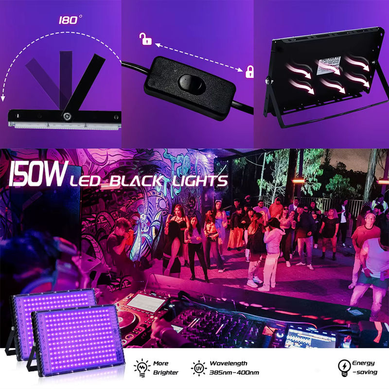 Meerox UV-Schwarzlicht LED-Flutlicht für Außenbereich und Disco-Glow-Partys, 395 nm, Schwarz - Bild 4
