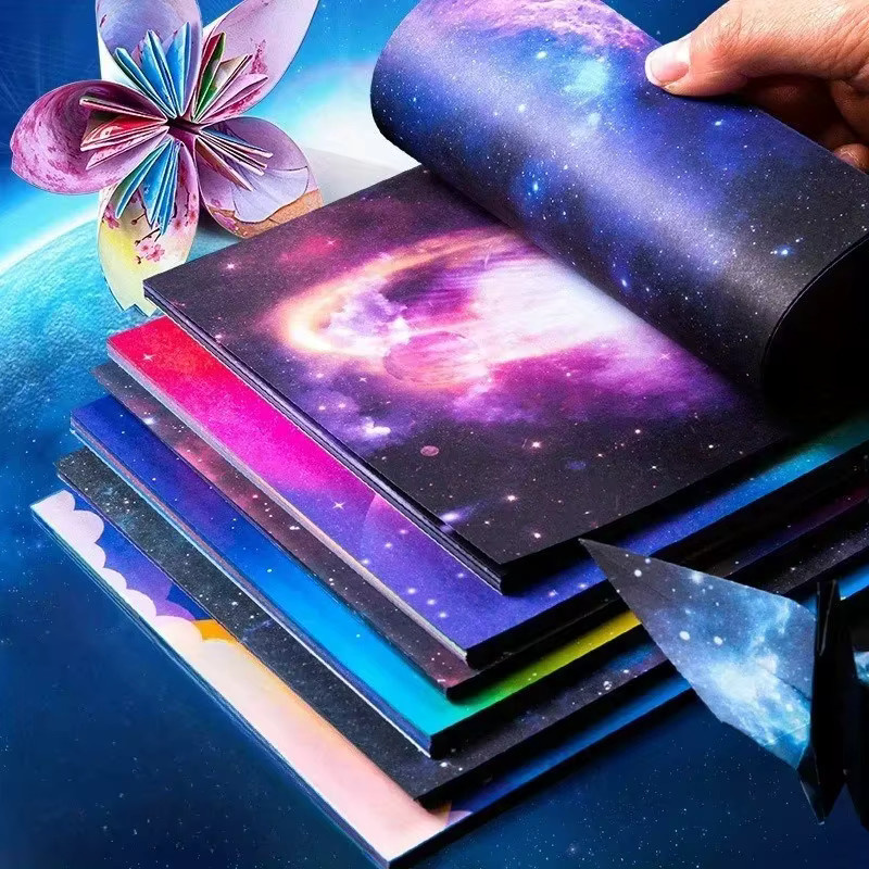 50 Stück handgeschöpftes Origami-Papier in Bunt für Sternenhimmel und Papierkraniche, mattes Bastelpapier mit abstraktem Muster - Bild 2