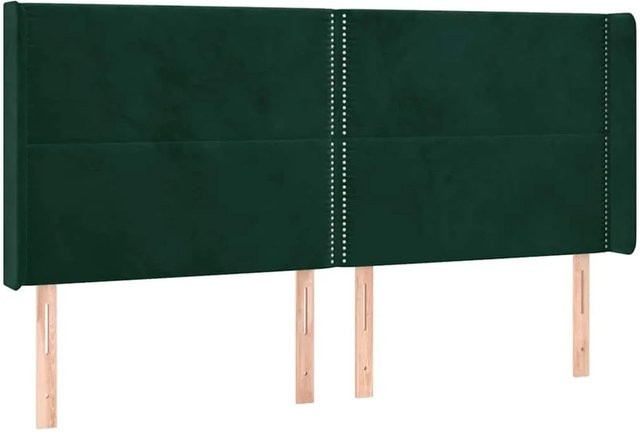 vidaXL Kopfteil mit Ohren in Dunkelgrün aus Samt, B/T/H: 203 x 16 x 118 cm - Bild 1