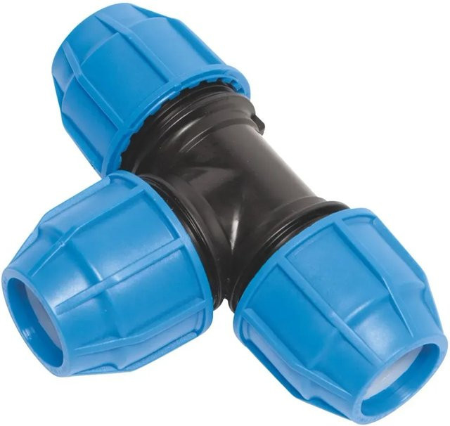 LUX-TOOLS T-Stück für PE-Rohre aus Kunststoff, Blau, Durchmesser: 32 mm - Bild 1