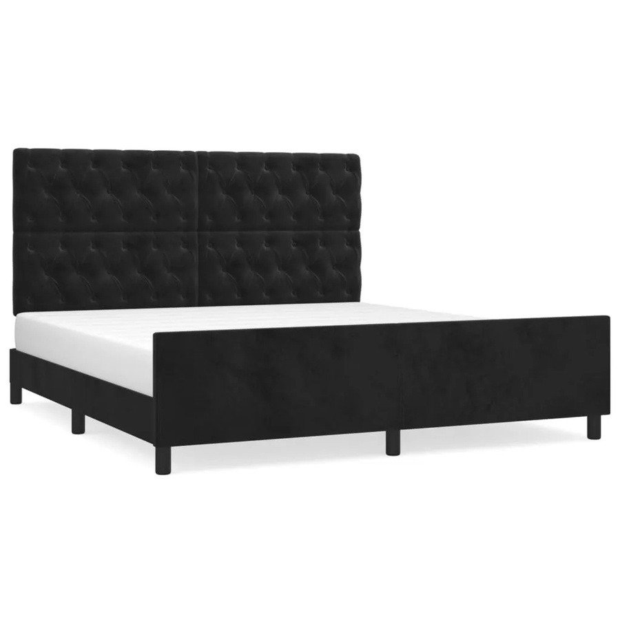 vidaXL Bettgestell mit Kopfteil aus Samt in Schwarz, B/T/H: 160 x 200 x 128 cm - Bild 2
