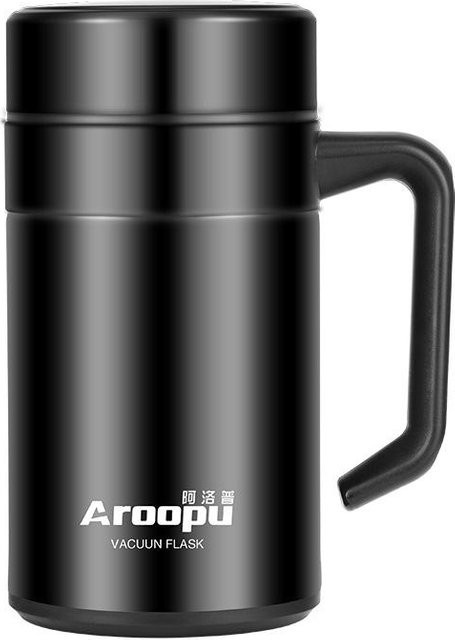 Yiran Furniture Edelstahl Thermobecher Business Büro Gerader Becher für Herren und Damen, 400ml, Schwarz Gold Braun - Bild 1
