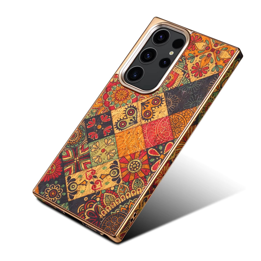 Luxuriöse galvanisierte Handyhülle aus Kunstleder für Samsung S25 Ultra, S24 Plus und S23 in Gelb und Multicolour - Bild 2