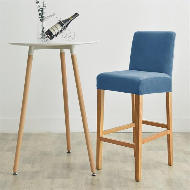 Yiran Furniture Barhockerbezug aus elastischem Samt in Blau, B/T/H: 20 x 18 x 2 cm - Bild 1
