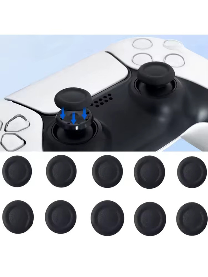 Sony Joystick-Ersatzkappen für PS5 und PS4 Controller in Schwarz, Set mit 4/6/10 Stück Daumenstick-Griffabdeckung für PlayStation Spielzubehör - Bild 7