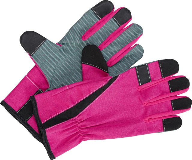 Floristikhandschuh aus PVC und Baumwollmischung in Pink und Grau, Größe 7 - Bild 1
