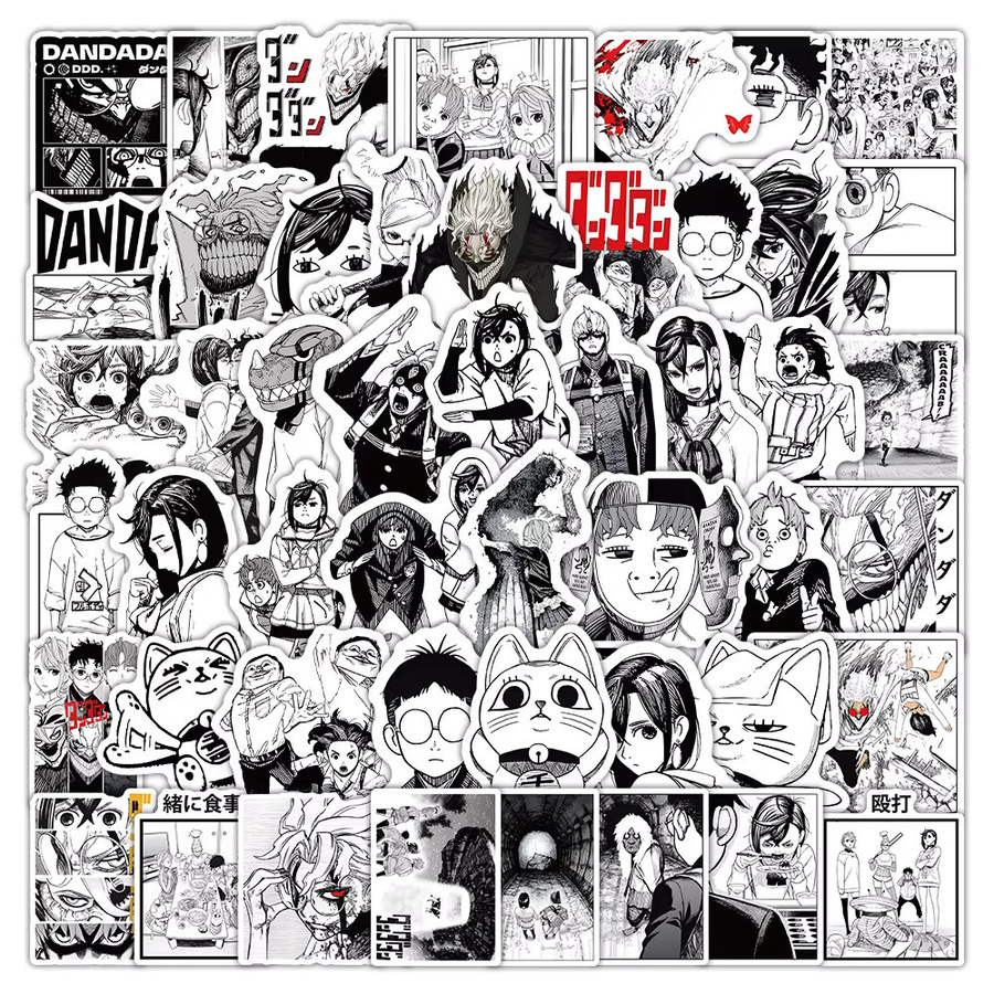Bandai Dandadan Anime Graffiti Aufkleber Schwarz-Weiß Manga Sticker für Laptop Koffer und Helm - Bild 2