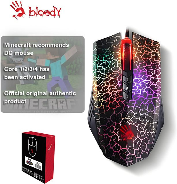 A4TECH A70 Bloody Light Strike Gaming-Maus in Schwarz mit 100–6200 CPI und 6 Scharfschützenmodi - Bild 1
