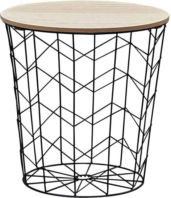 POCOline Beistelltisch modern in Braun mit runder Platte und Metallgestell, B/T/H: 37,0 x 37,0 x 38,0 cm - Bild 1