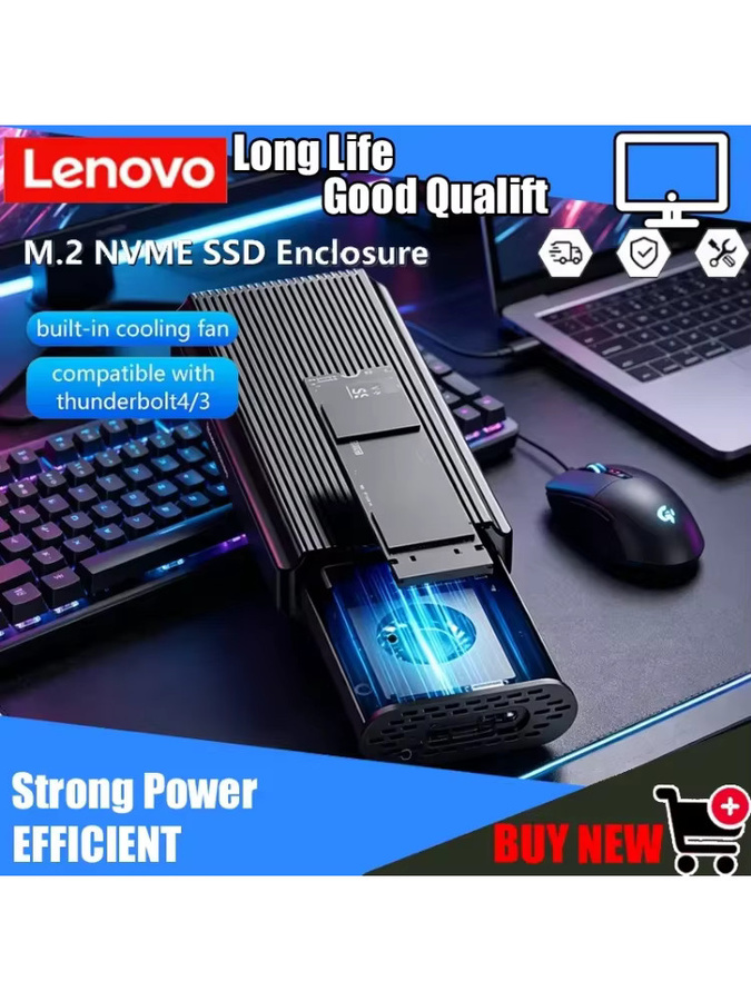 Lenovo USB4 40Gbps M.2 NVMe SSD-Gehäuse mit PCIe 4.0 Hochgeschwindigkeit und Kühlventilator, kompatibel mit Thunderbolt 4/3 - Bild 6