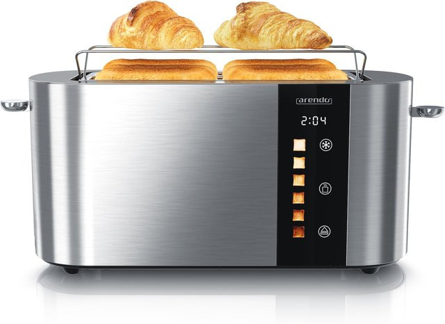 Arendo Toaster Edelstahl Silber mit Touch Display, 1500 W, Langschlitz für 4 Scheiben und Brötchenaufsatz - Bild 1