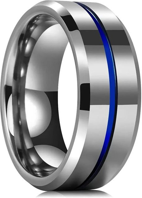 Edelstahlring, 8mm, Blau, Gebürstet, Herren - Bild 1