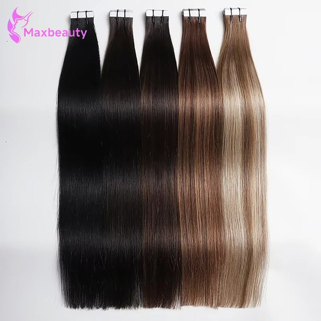 mayfive Tape-In-Haarverlängerungen Echthaar, Schwarz, gerade, 50 g - Bild 1