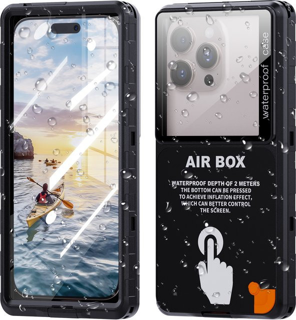 Shellbox IP68 Wasserdichte Handyhülle Universal für 6,9 Zoll, Transparente Sturzsichere Hülle für Unterwasserfotografie mit Touchscreen-Funktion, Blau - Bild 1