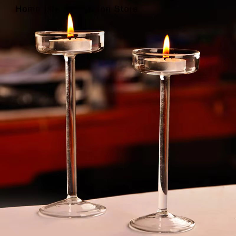 South Moon Kristallglas Teelichthalter Set aus transparentem Glas für Hochzeit und Tischdekoration - Bild 2