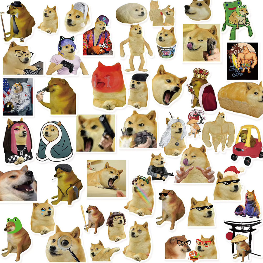 50 Stück selbstklebende Worry Dog Fun Dog Serie Aufkleber mit kreativen Emojis in Multicolour - Bild 2