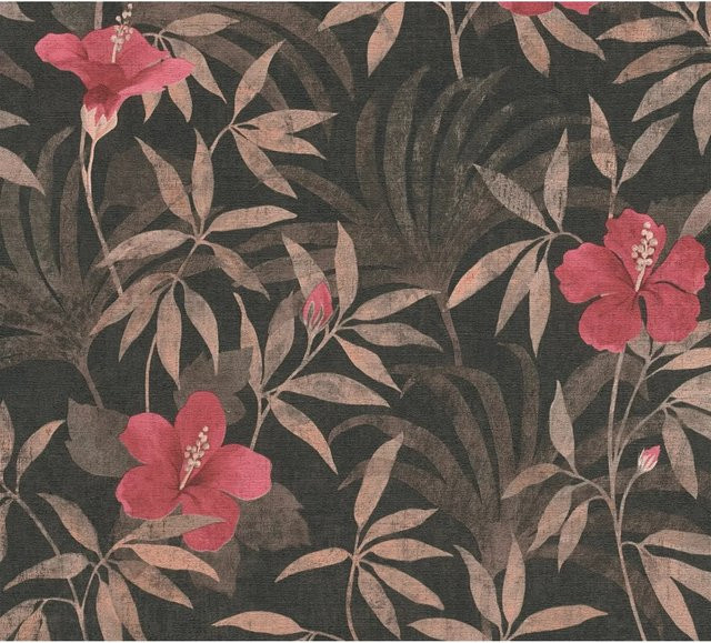 A.S. Création Vliestapete Blumen Dschungel in Braun und Rot, florales Naturmotiv, matt und leicht strukturiert, FSC-zertifiziert - Bild 1
