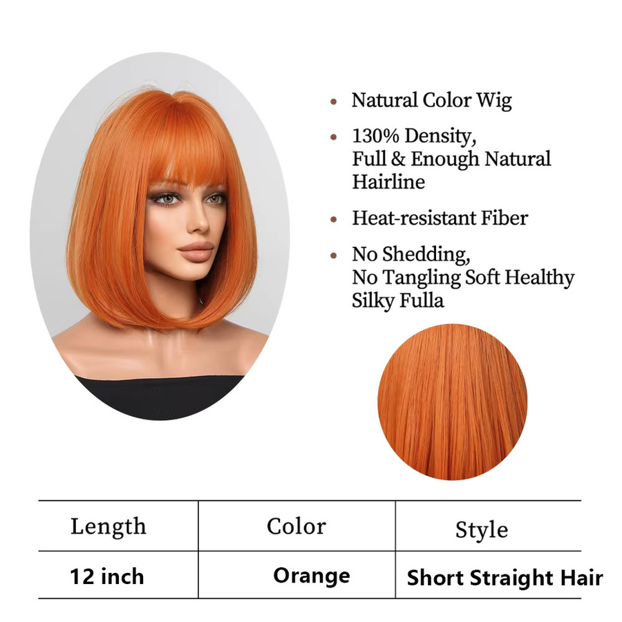 EASIHAIR Perücke, kurz und gerade, orange, Synthetik, Damen - Bild 4