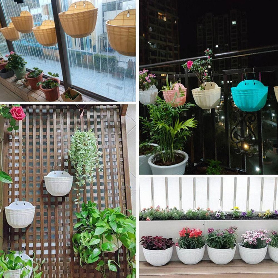 Happy Soles Selbstbewässernder Blumentopf Wandmontiert in Rosa mit Haken für Hydrokultur und Heimdeko - Bild 5