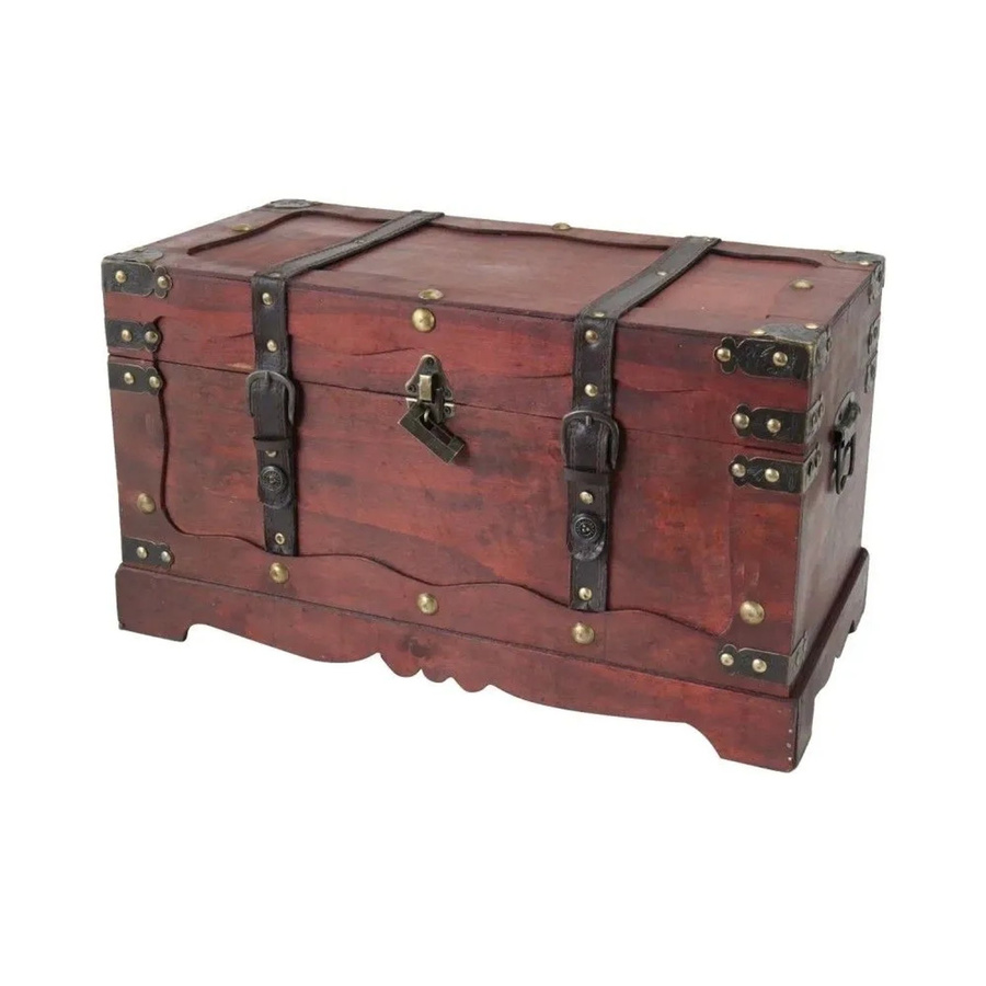 HMF Schatztruhe Schatzkiste in Braun im Vintage-Stil mit Holzmaserung und Schloss, B/T/H: 50 x 25 x 28 cm - Bild 2