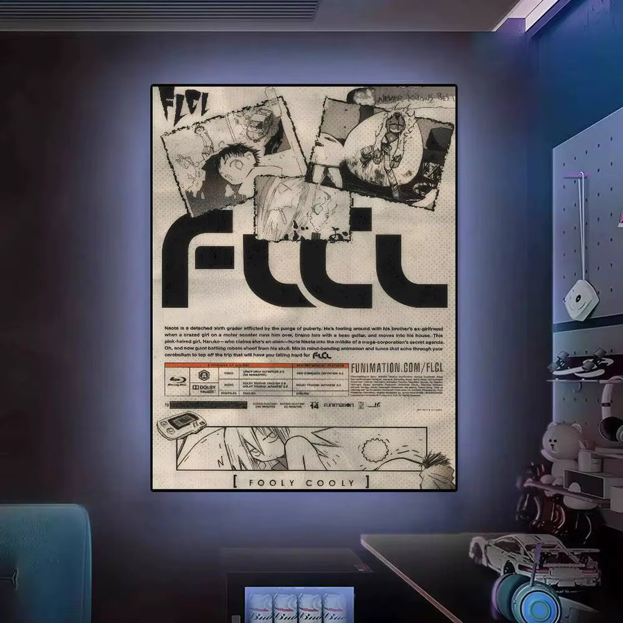FLCL Anime Vintage selbstklebendes Kunstposter Bilibili Wandaufkleber Mehrfarbig B: 15,0 cm, H: 10,0 cm - Bild 6