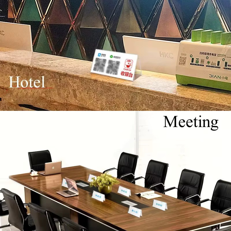 5 Stück doppelseitige Acryl-Schilderhalter in V-Form, transparente Etikettenständer und Namenskartenhalter für Büro und Konferenzveranstaltungen - Bild 6