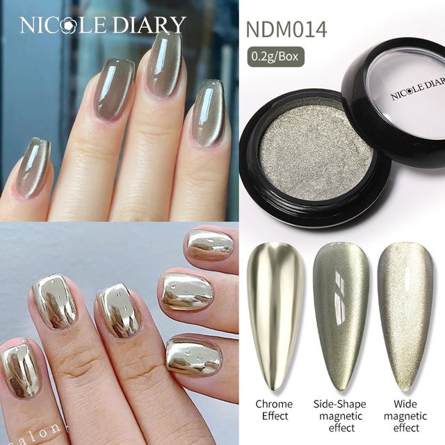 NICOLE DIARY Nagelpulver, Gold Silber, Metallic, 2 IN 1 - Bild 1