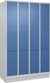 C+P Schließfachschrank Classic PLUS mit Sockel, 4 Abteile, Farbe Grau und Blau, B/T/H: 120 x 50 x 195 cm - Bild 1