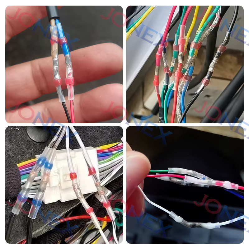 Jonock 50 Stück Schrumpf-Löthülsenklemmen als wasserdichte elektrische Kabelverbinder in Weiß und Transparent - Bild 3