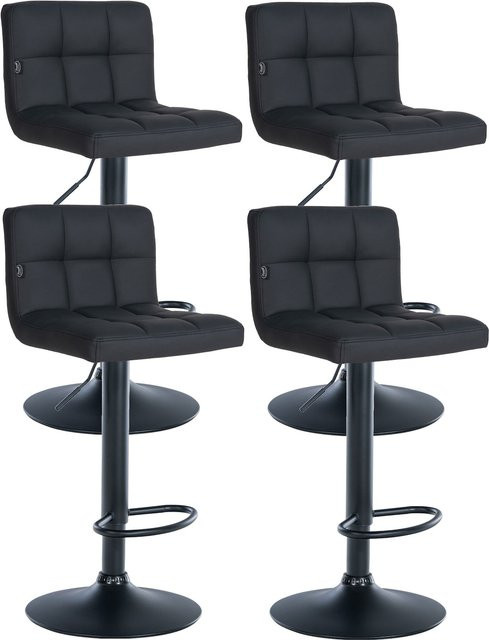 CLP 4er Set Barhocker Feni in Schwarz aus Kunstleder mit Metallgestell, höhenverstellbare Thekenhocker mit Fußstütze und Lehne - Bild 1