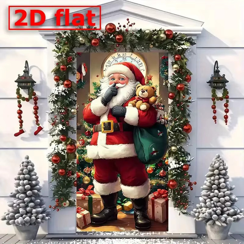 1p2Dfalt Weihnachtsmann Türvorhang Banner als Weihnachtsdekoration für Haustüren in Blau und Mehrfarbig, B: 60 cm, H: 120 cm - Bild 2
