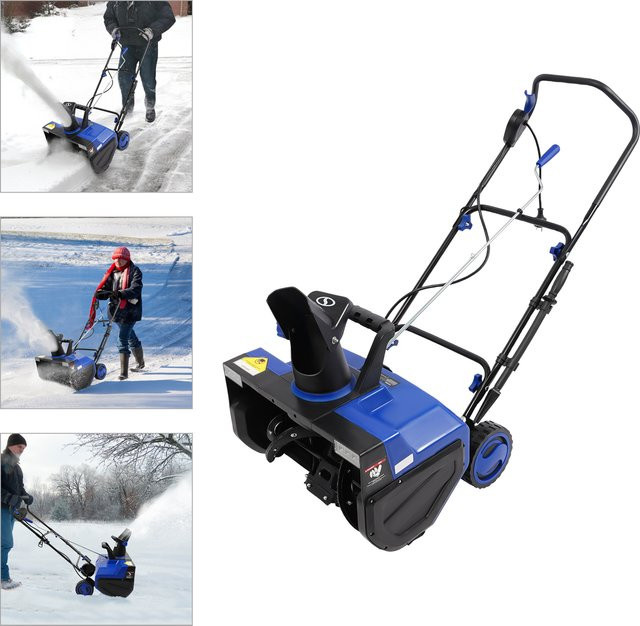 CNCEST Elektrische Schneefräse in Blau mit 56 cm Reinigungsbreite, verstellbarem Auswurf und Doppel-LED-Leuchten (2400W/1800W) - Bild 1