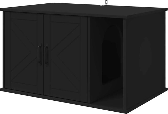 vidaXL Katzenhaus aus Holzwerkstoff in Schwarz, modern gestaltet, B/T/H: 85 x 55 x 50 cm - Bild 1