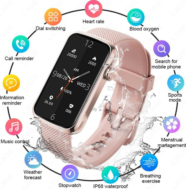 LIGE Smartwatch, Schwarz, Silikon, Unisex - Bild 1