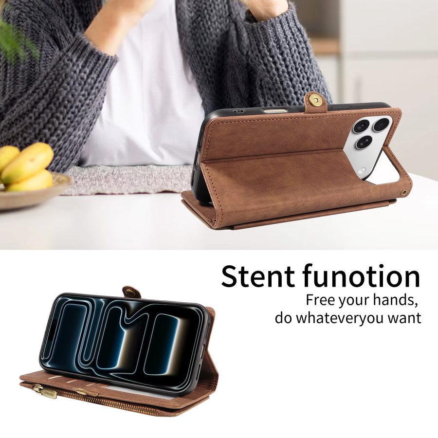 Magnetische PU-Leder Handyhülle für Samsung Galaxy A56 A36 A35 A26 A17 A16 A13 A12 mit Kartenfächern und RFID-Schutz als Brieftaschen-Cover in Grau und Braun - Bild 3