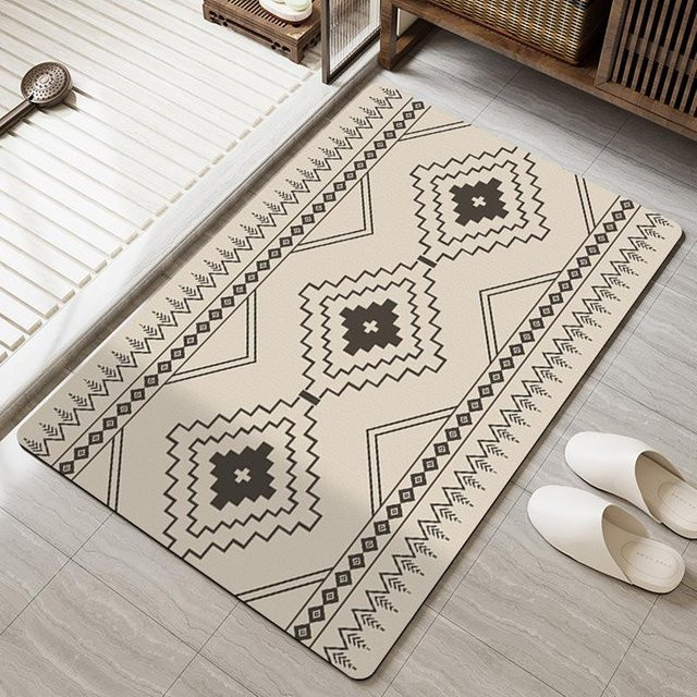 Saugfähige Badezimmer Matte aus Diatomeenerde von Yiran Furniture, rutschfest und schnelltrocknend, Grau, B/T: 60 x 40 cm - Bild 1