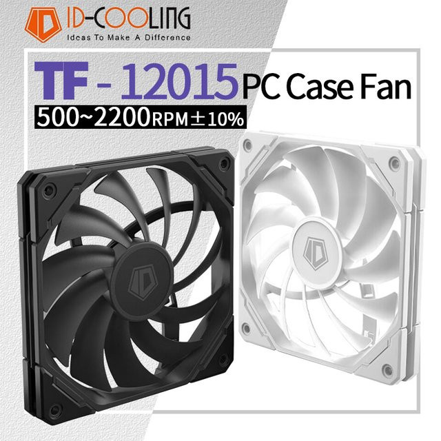 ID COOLING TF-12015 Gehäuselüfter, 12 V, 4-polig, PWM, 500–2200 U/min, ultradünn, Höhe: 15 mm - Bild 1