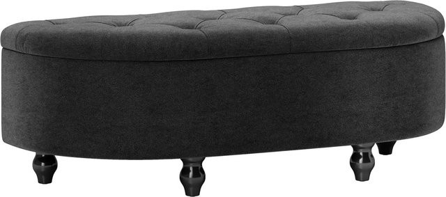 HOMCOM Sitzbank mit Stauraum aus Gummiholz und Samt in Dunkelgrau, B/T/H: 120 x 46 x 42 cm - Bild 1