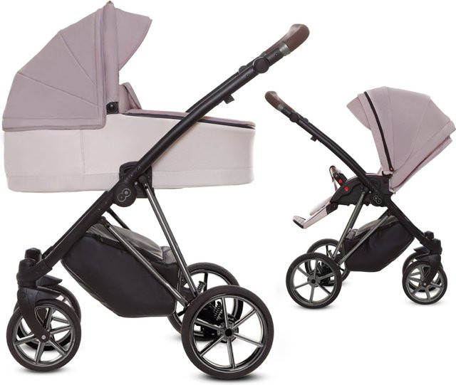 TPFLiving 2in1 Kinderwagen Ultra Stoff in Pastel mit Gestell in Silber - Bild 1
