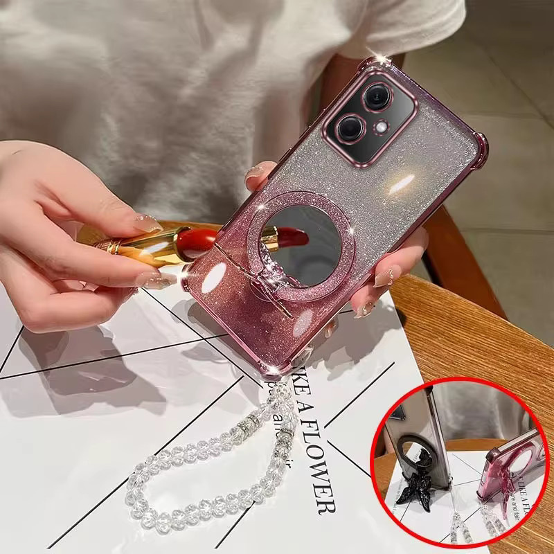 Schmetterling Handyhülle mit Lanyard für Xiaomi Redmi 10C 13C 14C 15C in Pink - Bild 2