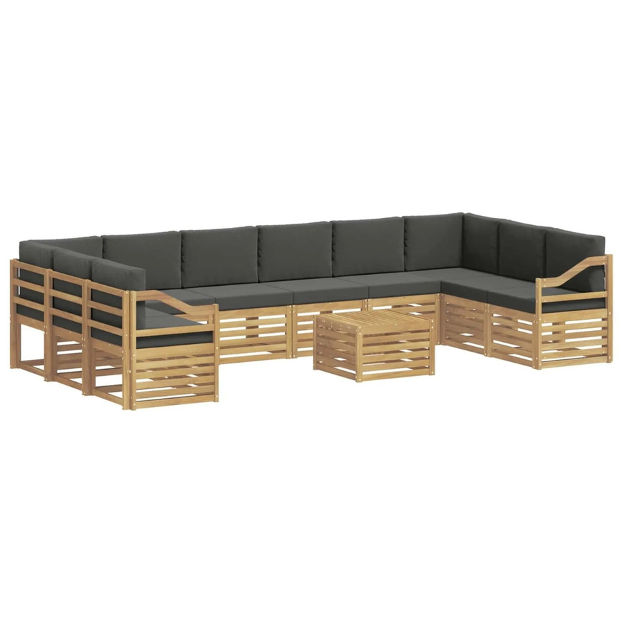 vidaXL Outdoor-Sofagarnitur 8-teilig aus Akazienholz in Anthrazit und Weiß mit UV-beständigen Polstern, L-Form, B/T/H: 59 x 59 x 37 cm - Bild 2